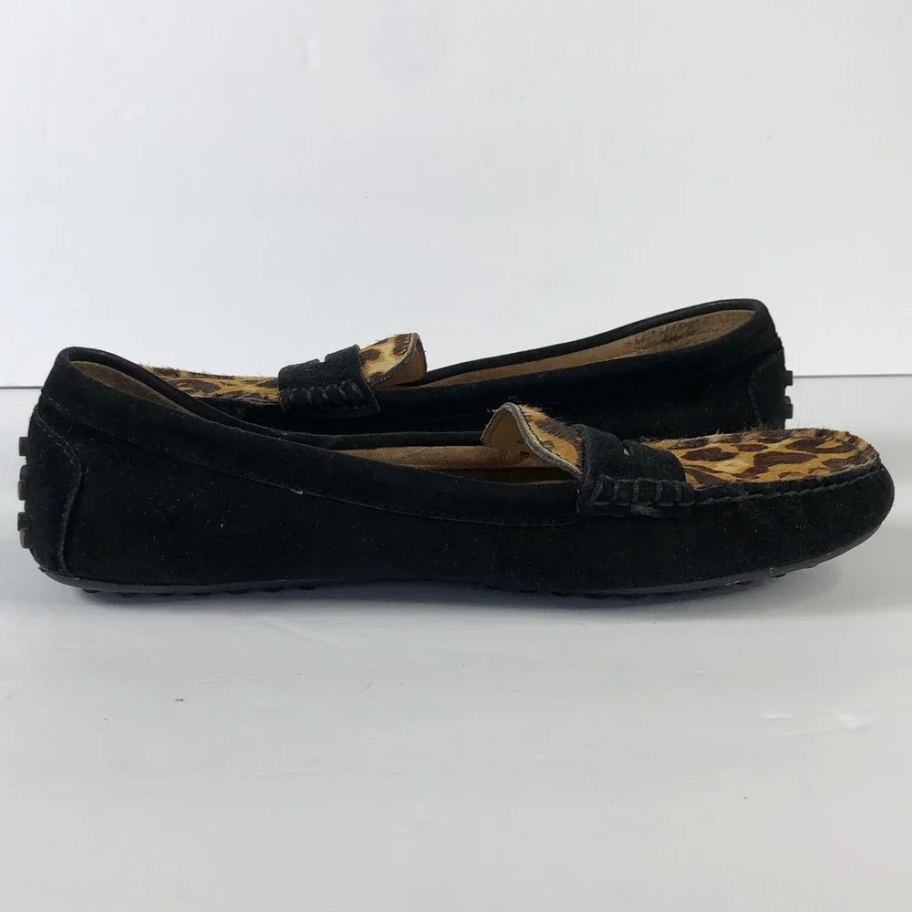 Lauren Ralph Lauren Women 9.5‎ Belen Suede Calf Hair Leopard Print Driving Shoes